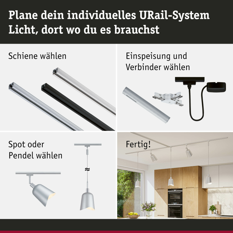 Paulmann URail DecoSystems Metallschirm Alvaro 144mm Chrom matt/Weiß