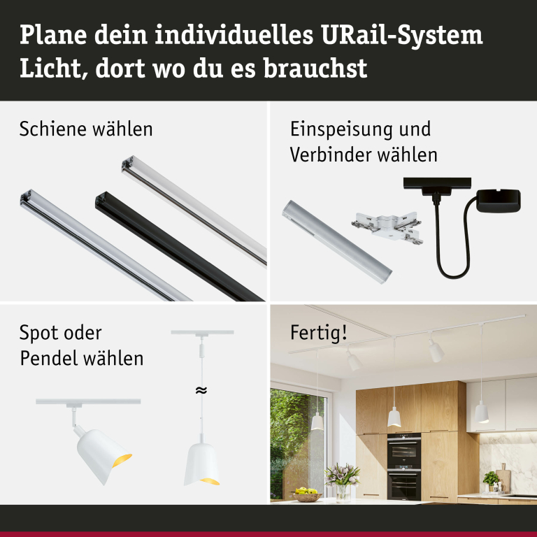 Paulmann URail DecoSystems Metallschirm Alvaro 144mm Weiß/Gold matt