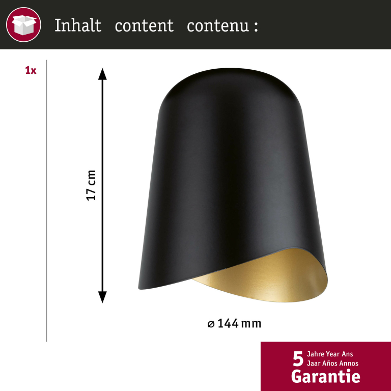 Paulmann URail DecoSystems Metallschirm Alvaro 144mm Schwarz matt/Gold matt