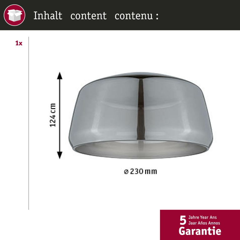 Paulmann URail 2Easy Glas-Schirm Neila 230mm Rauchglas