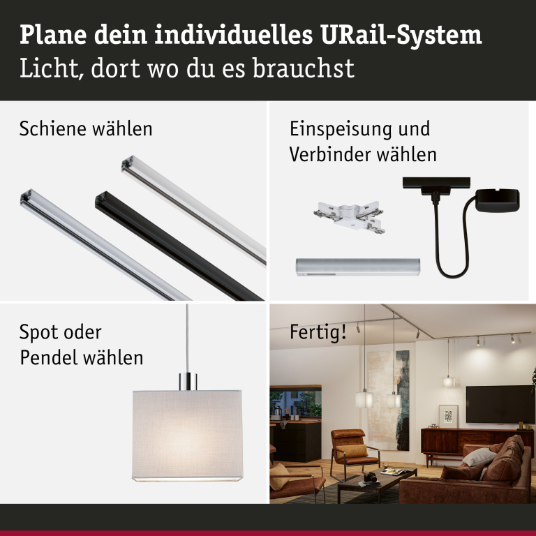 Paulmann URail 2Easy Stoffschirm Verona 250x130mm Grau