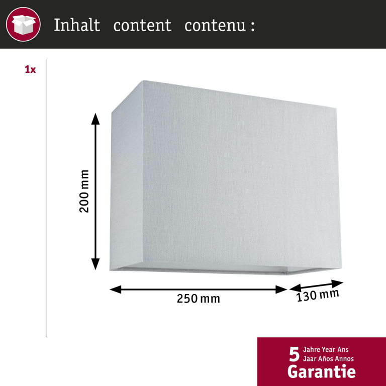 Paulmann URail 2Easy Stoffschirm Verona 250x130mm Grau