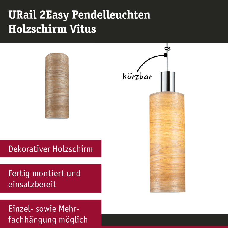 Paulmann URail 2Easy Schirm Vitus 110mm Holz FSC®-zertifiziert