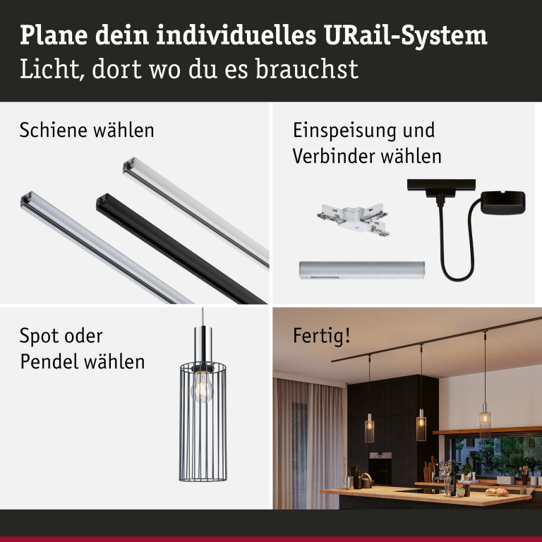 Paulmann URail 2Easy Metallschirm Biraha Anthrazit Cage-Design
