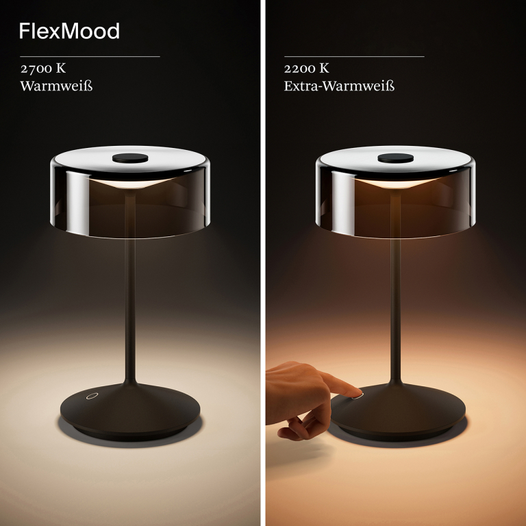 SIGOR Akku-Glasleuchte Numotion 265 mm nachtschwarz 2,2W FlexMood 2200K/2700K IP54 171lm