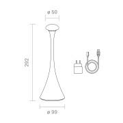 Akku-Tischleuchte Nudrop 290mm graphitgrau 2,2W Flex-Mood 2200K/2700K IP54 168/197lm