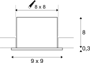 KADUX, Deckeneinbauleuchte, single, 3000K, 38°, IP 20, quadratisch, schwarz