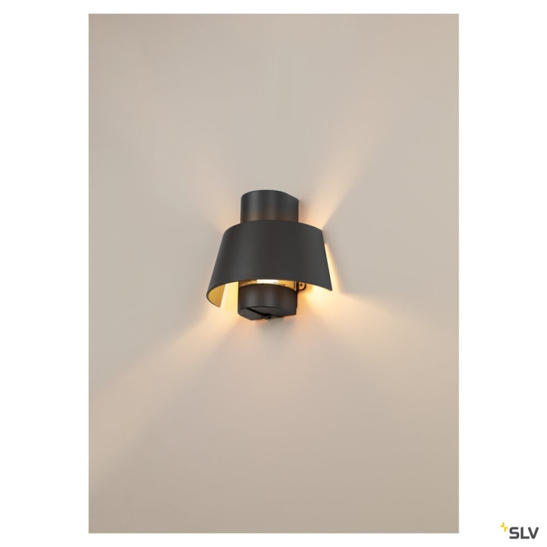 SLV PHOTONI, Wandaufbauleuchte, konisch, 1x max. 13W, E27, schwarz