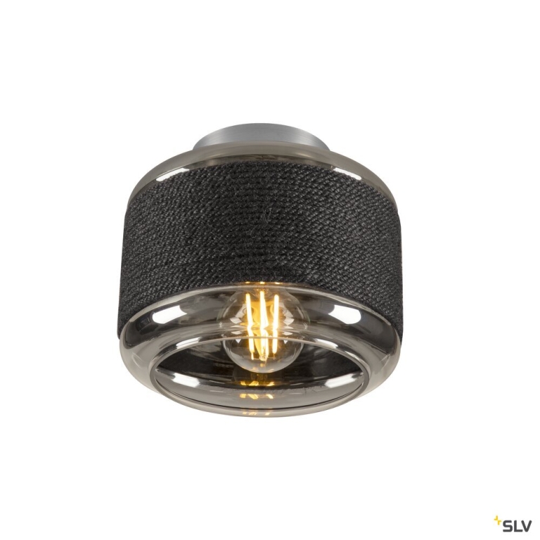 SLV PANTILO ROPE 19, Wand- und Deckenaufbauleuchte, zylindrisch, 1x max. 15W E27, silber