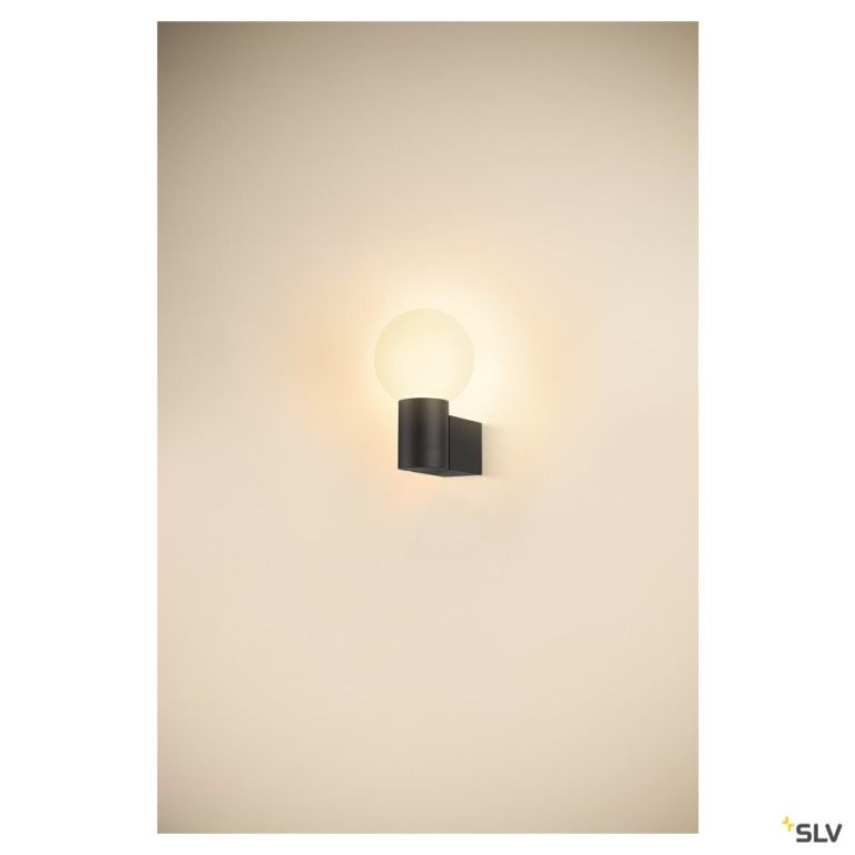 SLV VARYT, Wandaufbauleuchte, rund, 1x 6W E14 IP44 schwarz