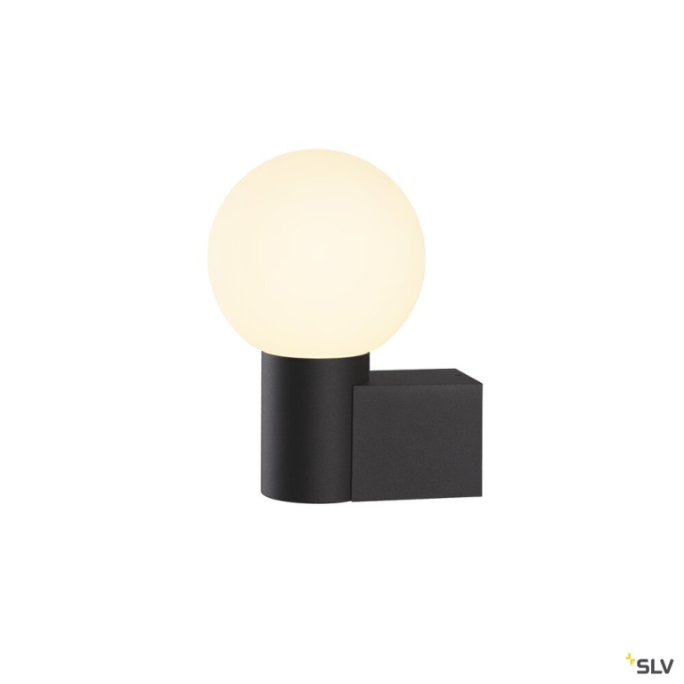 SLV VARYT, Wandaufbauleuchte, rund, 1x 6W E14 IP44 schwarz