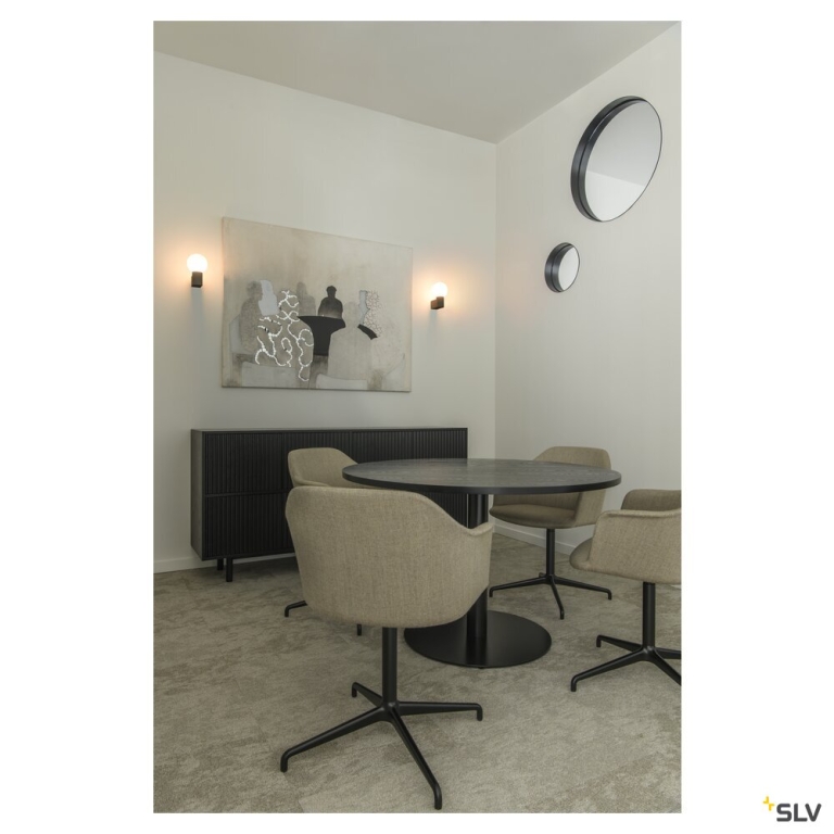 SLV VARYT, Wandaufbauleuchte, rund, 1x 6W E14 IP44 schwarz