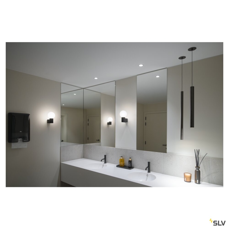 SLV VARYT, Wandaufbauleuchte, rund, 1x 6W E14 IP44 schwarz