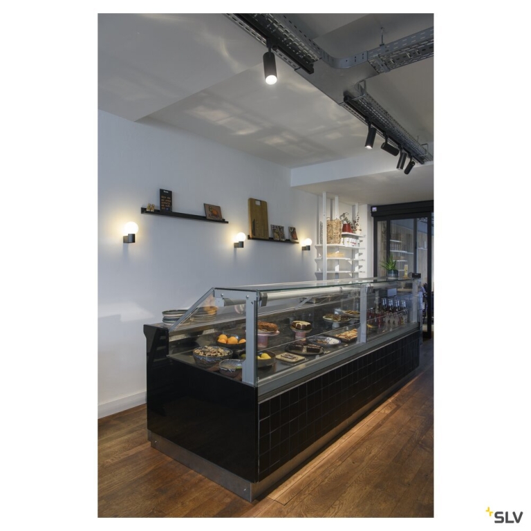 SLV VARYT, Wandaufbauleuchte, rund, 1x 6W E14 IP44 schwarz