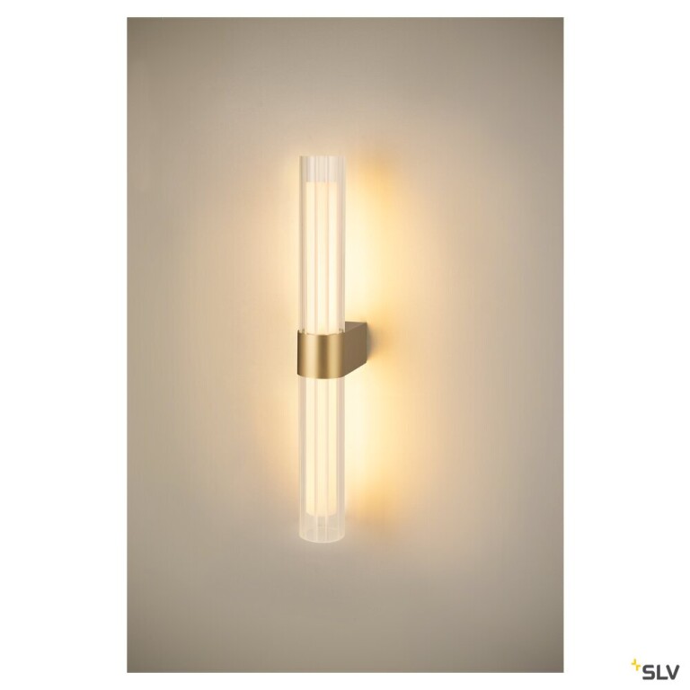 SLV LYGANT double, Wandaufbauleuchte, 3000K, 11W, messing