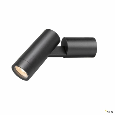 SLV S-TUBE, Wandaufbauleuchte, rund, 1x max. 10W GU10, schwarz