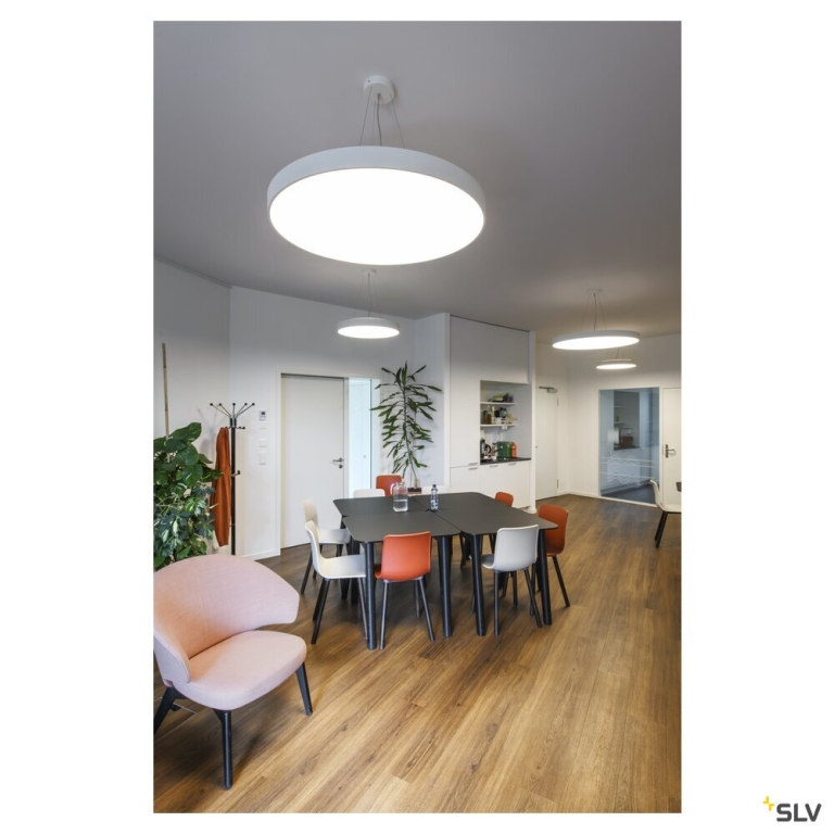 SLV MEDO® PRO 90, Deckenaufbauleuchte, rund, 3000/4000K, 75W, DALI, Touch, 70°, UGR<19, DC, weiß
