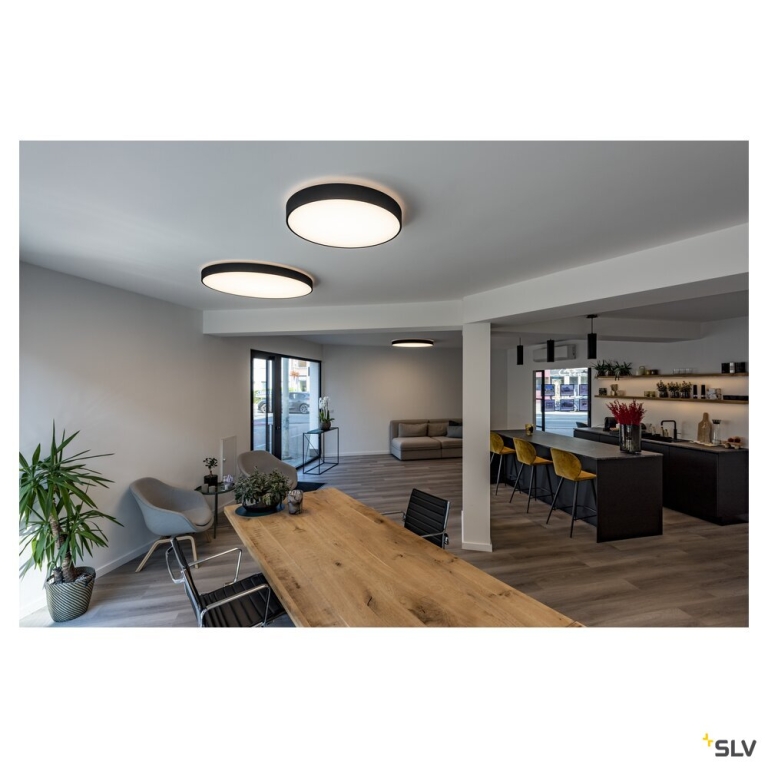 SLV MEDO® PRO 90, Deckenaufbauleuchte, rund, 3000/4000K, 74W, Phasenabschnitt, 80°, UGR<19, schwarz