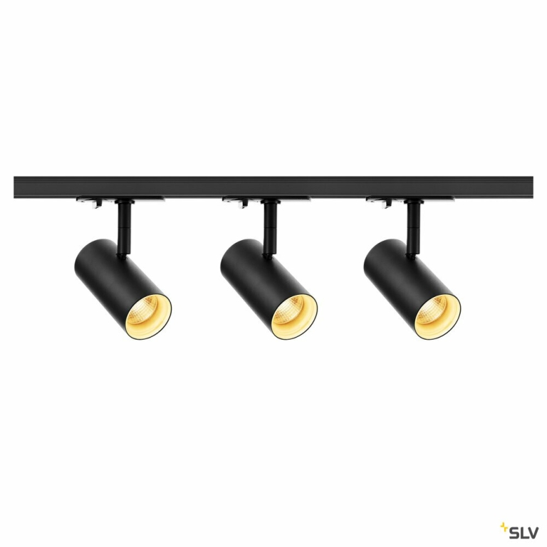 SLV 1-Phasen Schienensystem Set schwarz mit 3x NOBLO® SPOT + 2x 1m Stromschiene