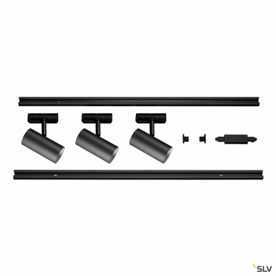 SLV NOBLO® SPOT, Schienensystem Set, rund, 2700K, 19W, Phasenabschnitt, 32°, schwarz