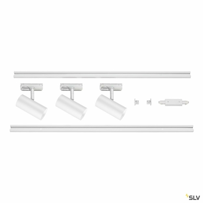 SLV 1-Phasen Schienensystem Set weiß mit 3x NOBLO® SPOT + 2x 1m Stromschiene