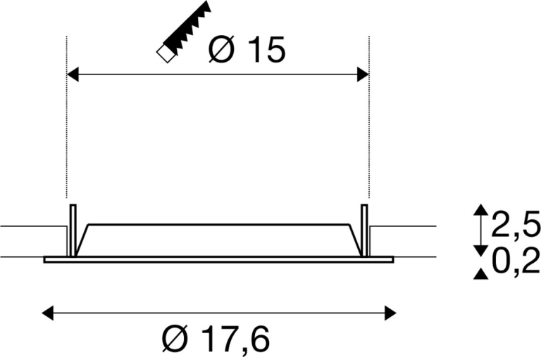SLV DOWNLIGHT V 150, leicht versenkte Abdeckung weiß