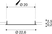 DOWNLIGHT V 200, leicht versenkte Abdeckung schwarz