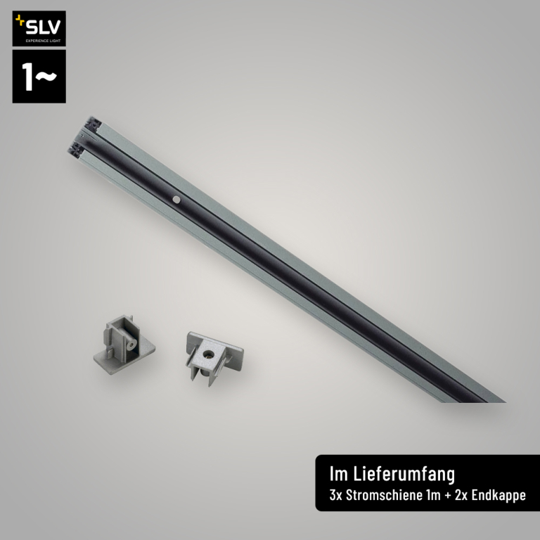 SLV 1-Phasen Schienensystem Starter-Set silbergrau