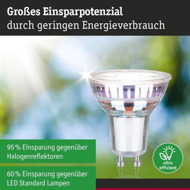 Paulmann Eco-Line Standard 230V LED Reflektor Ultraeffizient GU10 450lm 2,5W 4000K Neutralweiß Silber