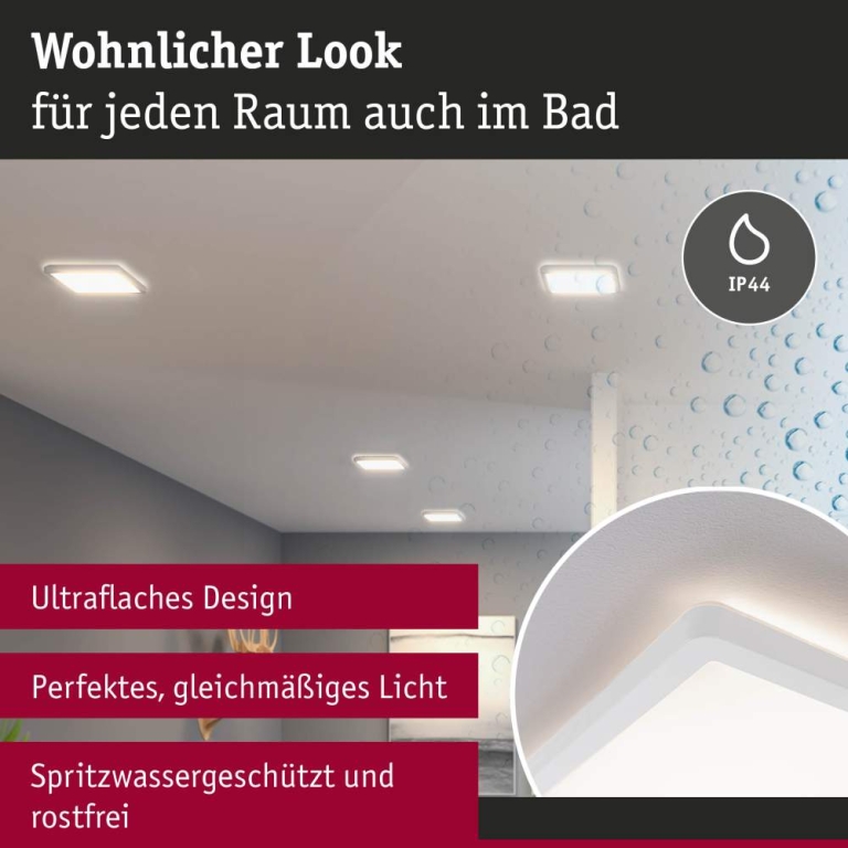 Paulmann LED Panel Atria Shine Backlight  IP44 eckig 190x190mm  11,2W 900lm 3000K Weiß