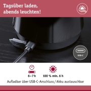 Akkuleuchte 3-Step-Dim Onzo IP44 dimmbar 2700K Schwarz