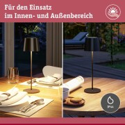 Akkuleuchte Gilo IP44 dimmbar 2700K Schwarz matt