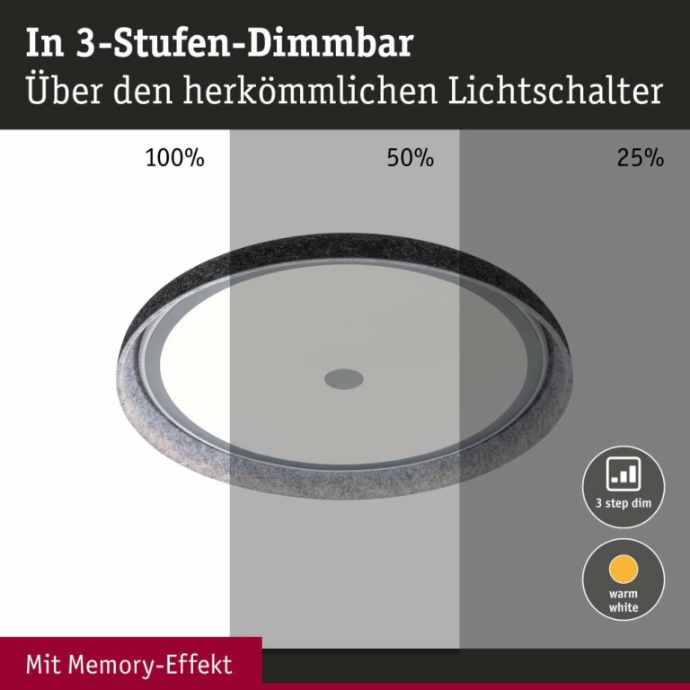 Paulmann LED Deckenleuchte 3-Step-Dim Zarina   2700K 3400lm 34W Anthrazit dimmbar