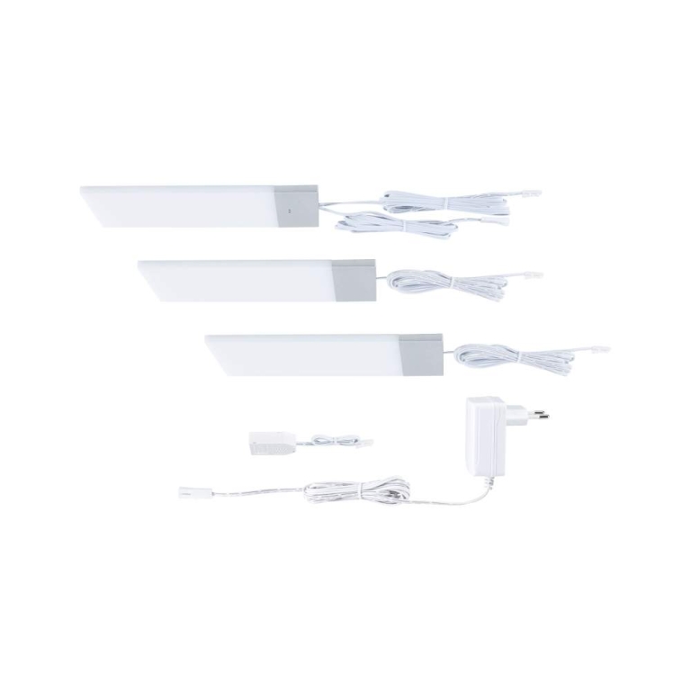 Paulmann LED Unterschrankleuchte Bredo 4000K Neutralweiß Näherungsensor 3er-Set  3x2,5W 80x190mm 3x180lm 230/12V  Silber