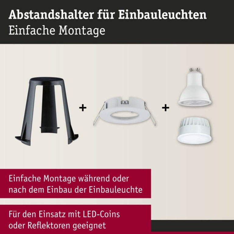 Paulmann Zubehör Abstandshalter für Einbauleuchten 62 - 90mm 3er-Set Schwarz