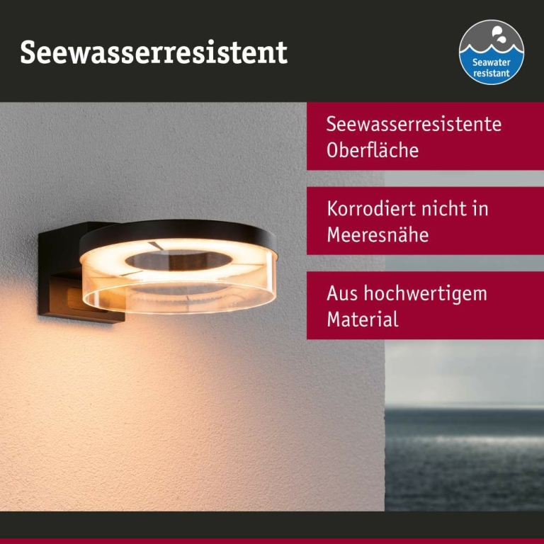 Paulmann LED Außenwandleuchte Smart Home Zigbee 3.0 Capera Bewegungsmelder insektenfreundlich IP44  231mm Tunable Warm 12,5W 800lm 230V  Anthrazit Aluminium