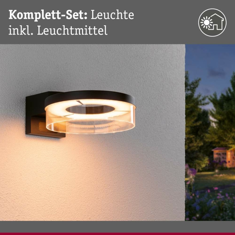 Paulmann LED Außenwandleuchte Smart Home Zigbee 3.0 Capera Bewegungsmelder insektenfreundlich IP44  231mm Tunable Warm 12,5W 800lm 230V  Anthrazit Aluminium
