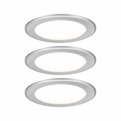 Paulmann LED Möbeleinbauleuchten 3er-Set  rund 65mm 3x2,5W 3x180lm 230/12V  3000K Eisen gebürstet