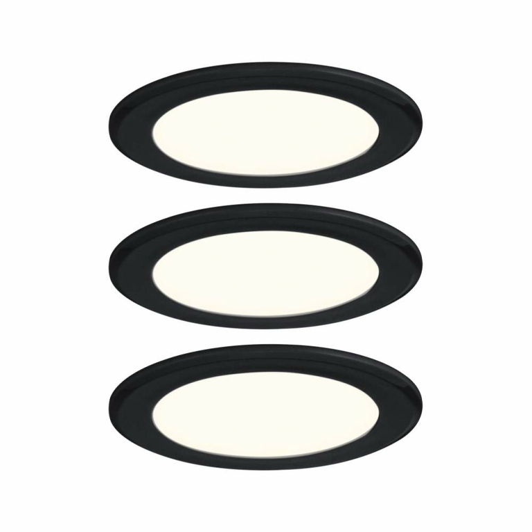 Paulmann LED Möbeleinbauleuchten 3er-Set  rund 65mm 3x2,5W 3x180lm 230/12V  3000K Schwarz matt