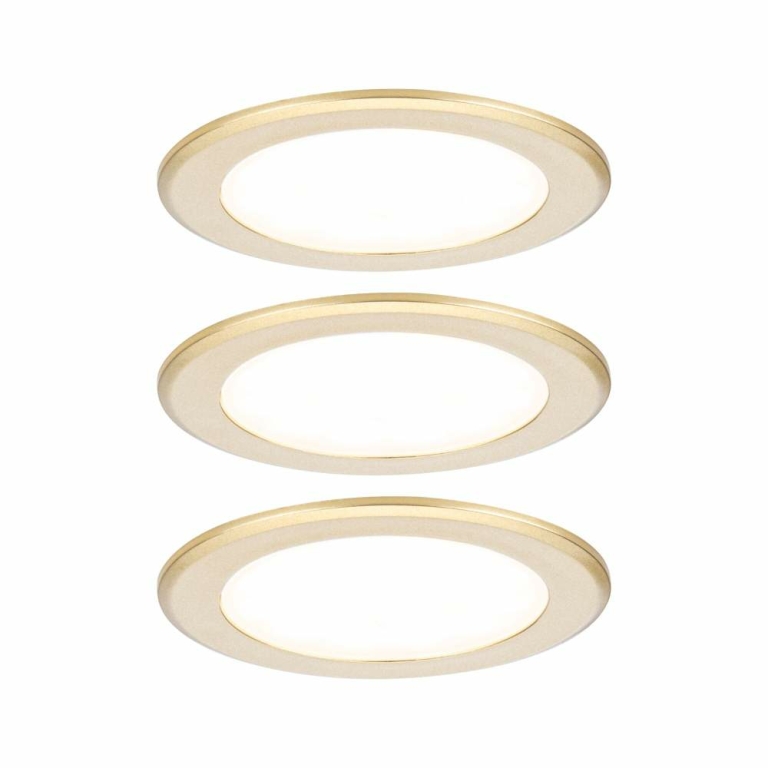 Paulmann LED Möbeleinbauleuchten 3er-Set  rund 65mm 3x2,5W 3x180lm 230/12V  3000K Gold matt