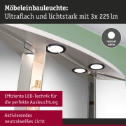 LED Möbeleinbauleuchten 3er-Set  rund 65mm 3x2,5W 3x180lm 230/12V  4000K Schwarz matt