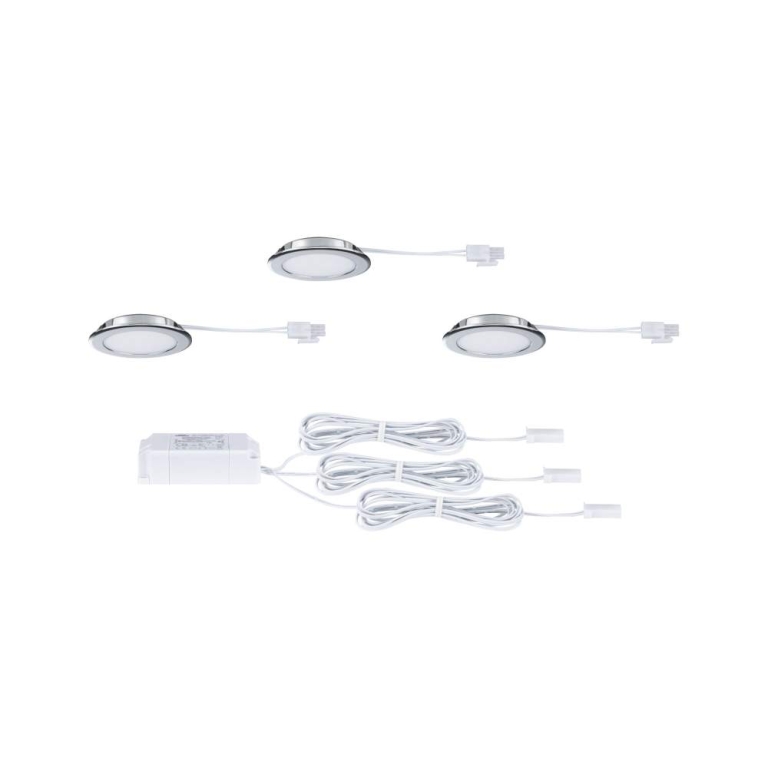 Paulmann LED Möbeleinbauleuchten 3er-Set  rund 65mm 3x2,5W 3x180lm 230/12V  4000K Chrom