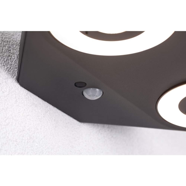 Paulmann LED Außenwandleuchte Silma Bewegungsmelder Zweifacher Lichtaustritt IP44  280x176mm 3000K 2x5,5 / 2x0,7W 2x600lm 230V  Anthrazit Aluminium