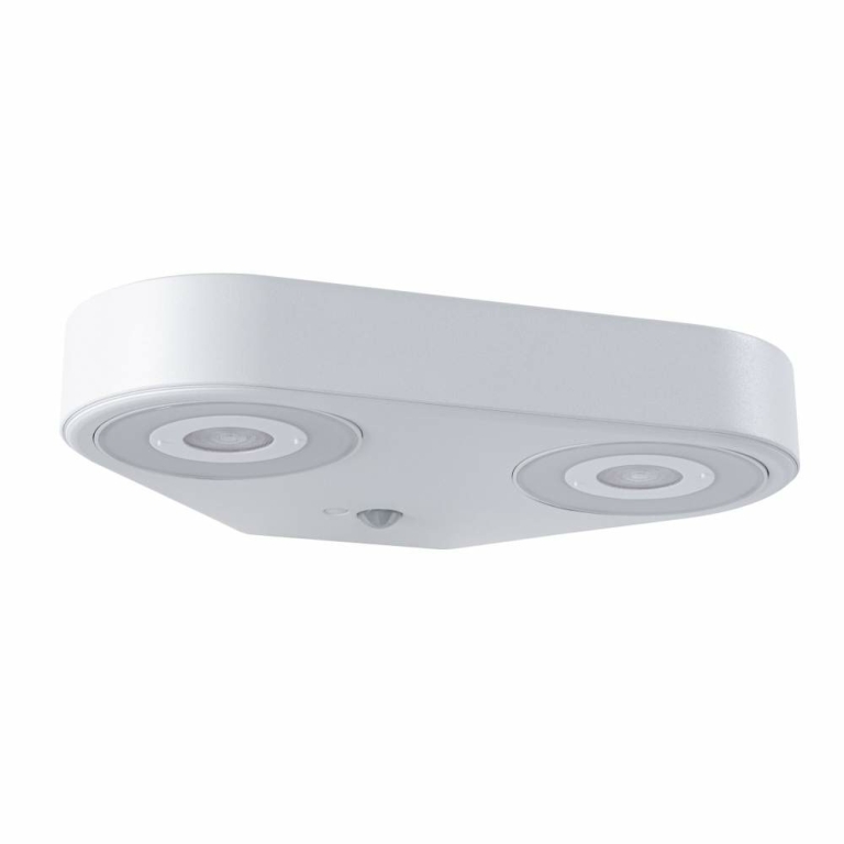 Paulmann LED Außenwandleuchte Silma Bewegungsmelder Zweifacher Lichtaustritt IP44  280x176mm 3000K 2x5,5 / 2x0,7W 2x600lm 230V  Weiß Aluminium