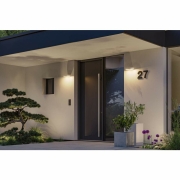 LED Außenwandleuchte Silma Bewegungsmelder Zweifacher Lichtaustritt IP44  280x176mm 3000K 2x5,5 / 2x0,7W 2x600lm 230V  Weiß Aluminium