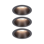LED Einbauleuchte 3-Step-Dim Cole Coin Basisset 3er-Set IP44 rund 88mm  Coin 3x6W 3x470lm 230V dimmbar 2700K Schwarz matt