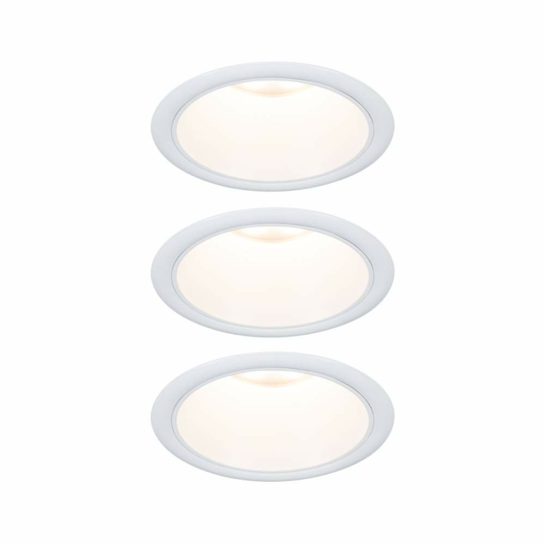 Paulmann LED Einbauleuchte 3-Step-Dim Cole Coin Basisset 3er-Set IP44 rund 88mm  Coin 3x6W 3x470lm 230V dimmbar 2700K Weiß matt