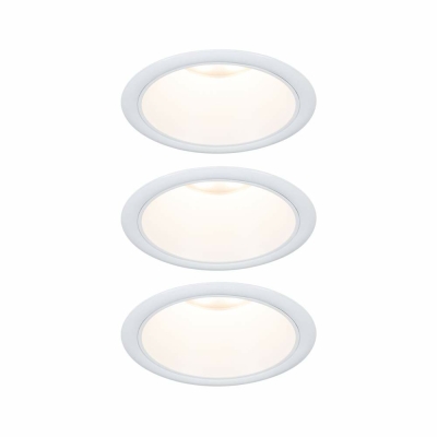 Paulmann LED Einbauleuchte 3-Step-Dim Cole Coin Basisset 3er-Set IP44 rund 88mm  Coin 3x6W 3x470lm 230V dimmbar 2700K Weiß matt