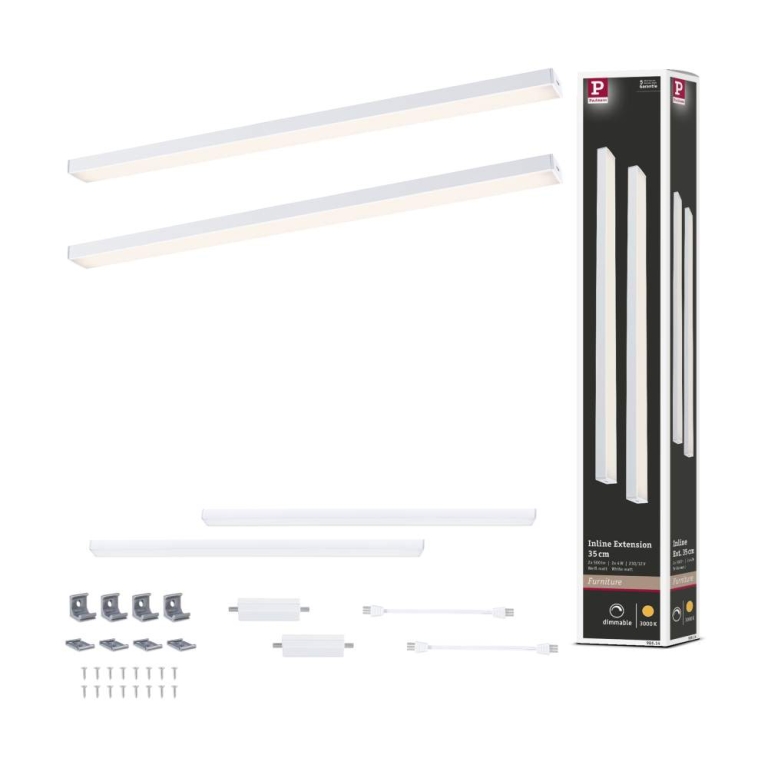 Paulmann LED Unterschrankleuchte Inline 2er-Set Erweiterungsset PIR-Sensor 3000K dimmbar 2x4W 350x26mm 2x350lm 24V Weiß matt