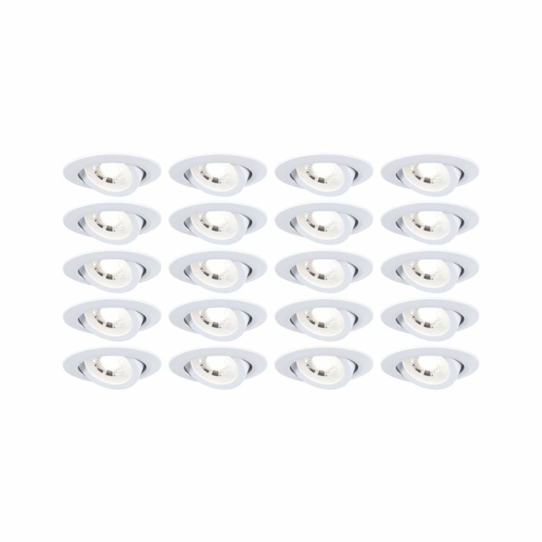 Paulmann LED Einbauleuchte 20er-Pack schwenkbar rund 82mm 4,8W 450lm 3000K Weiß matt 230V